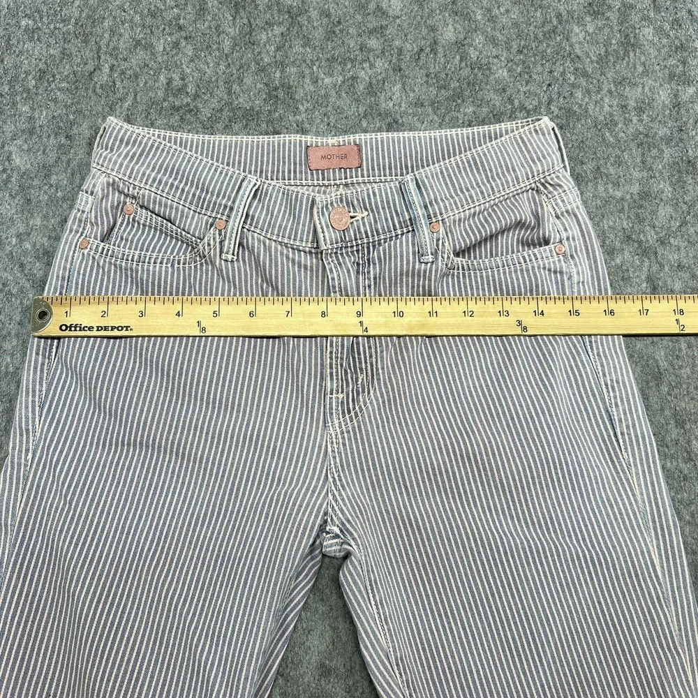 Mother Jeans Womens 25 Pink Stripe Rascal Ankle Snippet Raw Hem Stretch Denim - Picture 14 of 16